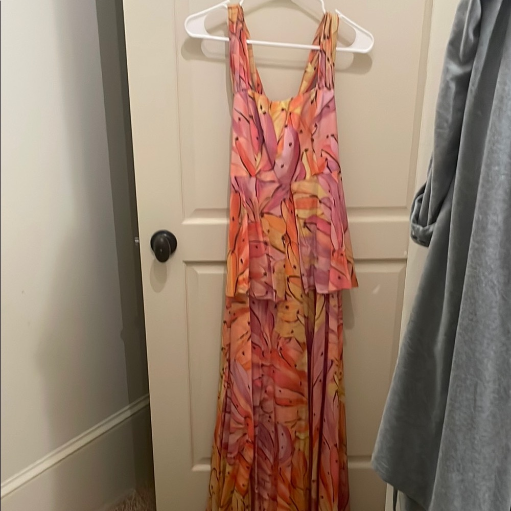 Vibrant Pink and Orange Maxi Dress